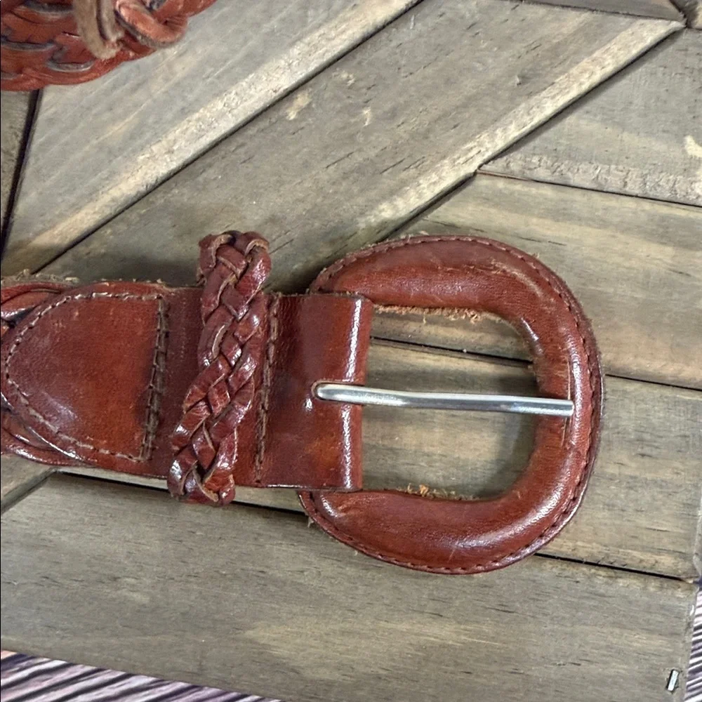 Fossil Woven Leather Belt -‎ Deep Brown